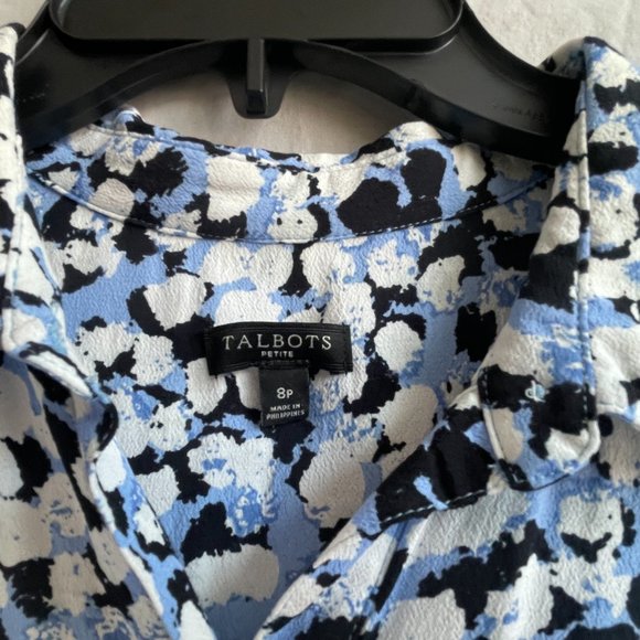 Talbots Blue Floral Short Sleeve Dress 8 Petite - Picture 5 of 6